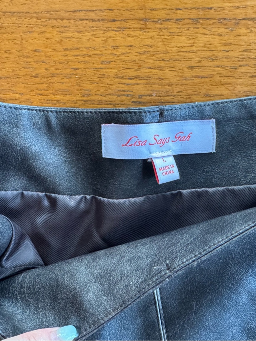 Lisa Says Gah Oversized Faux Leather Zip Jacket AND matching skirt in Dark Brown - Picture 8 of 8